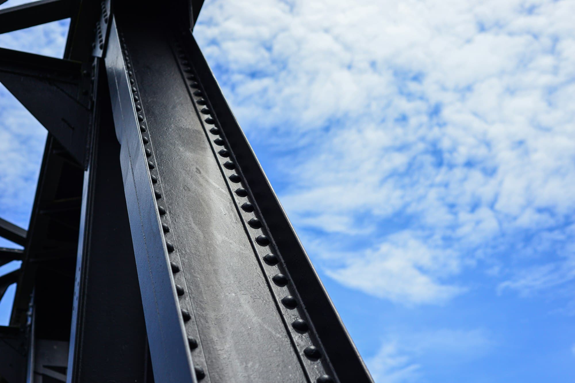 Structural steel bridge girder against the sky